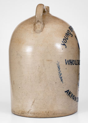 Extremely Rare and Monumental JOBBERS OF AKRON STONEWARE Jug w/ Decatur, IL Advertising