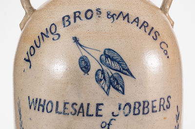 Extremely Rare and Monumental JOBBERS OF AKRON STONEWARE Jug w/ Decatur, IL Advertising