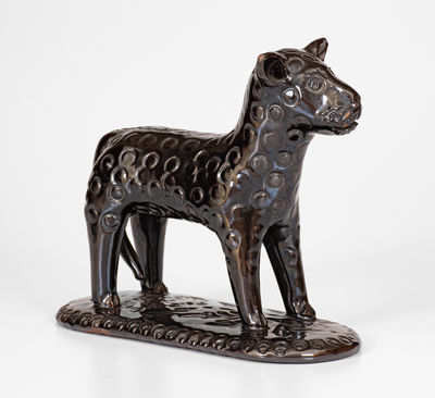 Pennsylvania Redware Figure of a Standing Leopard