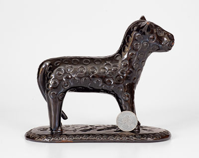 Extremely Rare Pennsylvania Redware Leopard Figure