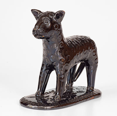Extremely Rare Pennsylvania Redware Leopard Figure