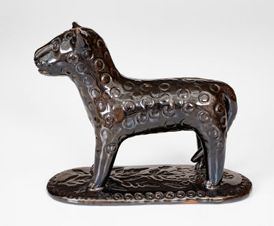 Extremely Rare Pennsylvania Redware Leopard Figure