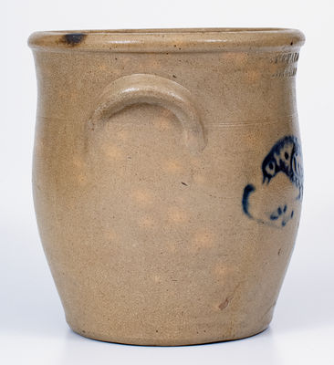 BUFFALO, NY / C. W. BRAUN Stoneware Jar w/ Slip-Trailed Bird Decoration