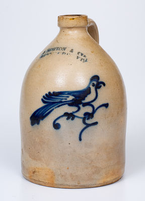 1 Gal. J. NORTON & CO. / BENNINGTON, VT Stoneware Jug w/ Bird Decoration