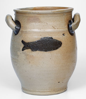 BOSTON (Jonathan Fenton, late 18th century) Stoneware Fish Jar