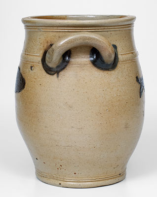 Outstanding BOSTON Stoneware Jar w/ Impressed Fish Decoration, late 18th century