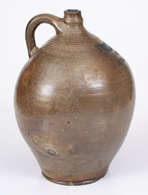 Fine and Scarce BOSTON / 1804 Stoneware Jug w/ Cobalt and Iron-Oxide Decoration