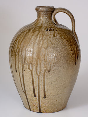 Exceptional J.A.C. (John A. Craven, Randolph County, NC) Stoneware Jug w/ Dramatic Glaze Runs