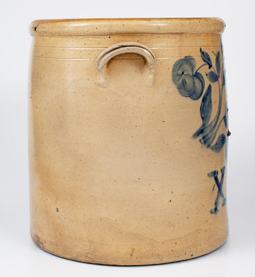 Very Fine 10 Gal. Ohio Stoneware Crock with Elaborate Floral Decoration