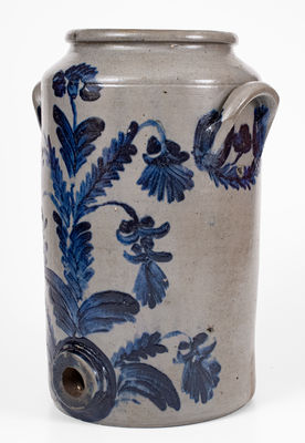 Exceptional Henry H. Remmey, Philadelphia Stoneware Water Cooler w/ Elaborate Floral Decoration