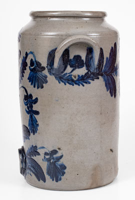 Exceptional Henry H. Remmey, Philadelphia Stoneware Water Cooler w/ Elaborate Floral Decoration