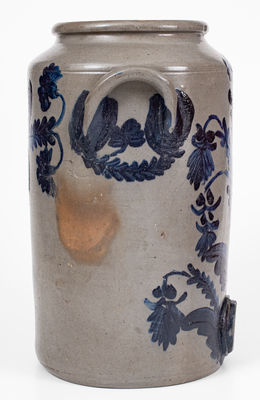 Exceptional Henry H. Remmey, Philadelphia Stoneware Water Cooler w/ Elaborate Floral Decoration