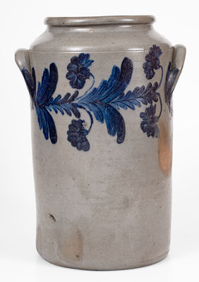 Exceptional Henry H. Remmey, Philadelphia Stoneware Water Cooler w/ Elaborate Floral Decoration