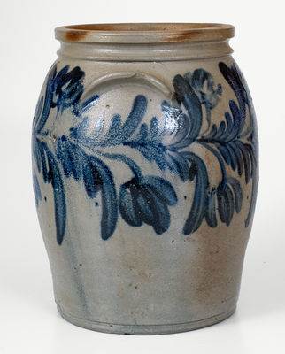 2 Gal. Baltimore Stoneware Jar w/ Elaborate Floral Decoration, c1840