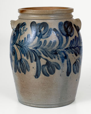 2 Gal. Baltimore Stoneware Jar w/ Elaborate Floral Decoration, c1840