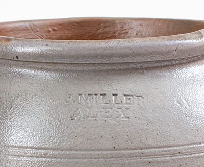 Extremely Rare J. MILLER / ALEX (James Miller / Alexandria, VA) Stoneware Jar, c1824-26