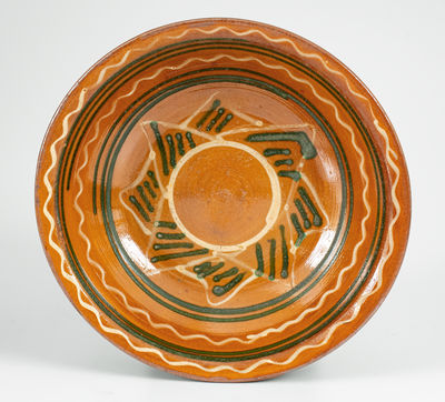 Fine Snow Hill Nunnery Redware Bowl, attrib. John Bell, Waynesboro, Pennsylvania, c1840