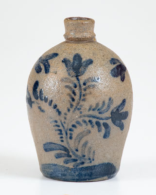 Outstanding Western PA Stoneware Miniature Jug w/ Elaborate Floral Decoration