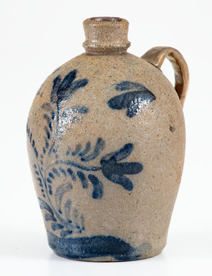 Outstanding Western PA Stoneware Miniature Jug w/ Elaborate Floral Decoration