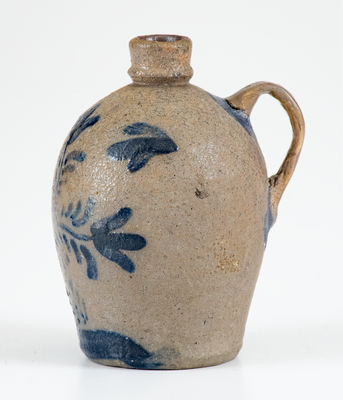 Outstanding Western PA Stoneware Miniature Jug w/ Elaborate Floral Decoration
