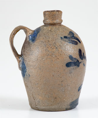 Outstanding Western PA Stoneware Miniature Jug w/ Elaborate Floral Decoration