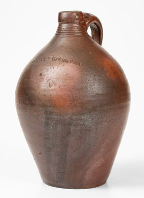 Extremely Rare and Important EDWARD WEBSTER, Fayetteville, NC Stoneware Jug