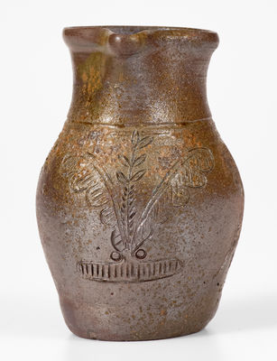Very Fine Miniature Chester Webster, Randolph County, NC Stoneware Pitcher w/ Incised Birds