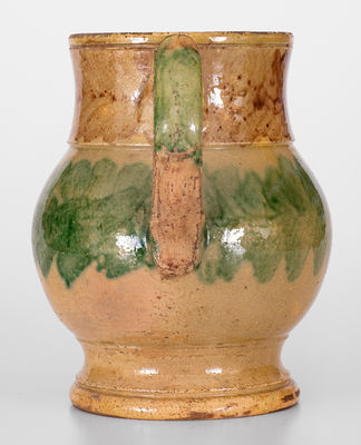 Exceptional J. BELL (John Bell, Waynesboro, PA) Redware Pitcher w/ Vibrant Two-Color Slip