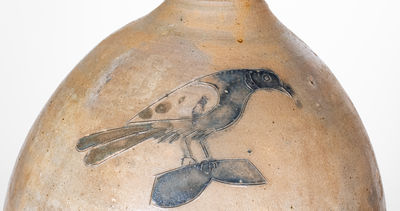 Connecticut Stoneware Jug w/ Incised Bird Decoration