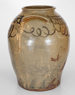 8 Gal. attrib. Trapp & Chandler / Edgefield District, SC Stoneware Jar w/ Bold Iron Slip Decoration