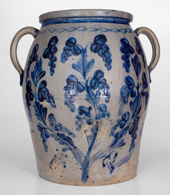 Monumental Baltimore Stoneware Jar w/ Wheelbarrow, Clover and Chainlink Designs