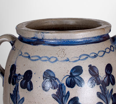 Monumental Baltimore Stoneware Jar w/ Wheelbarrow, Clover and Chainlink Designs