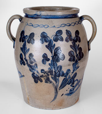 Monumental Baltimore Stoneware Jar w/ Wheelbarrow, Clover and Chainlink Designs