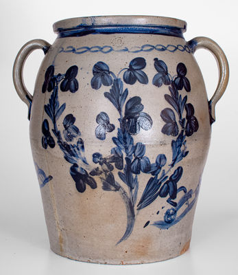 Monumental Baltimore Stoneware Jar w/ Wheelbarrow, Clover and Chainlink Designs