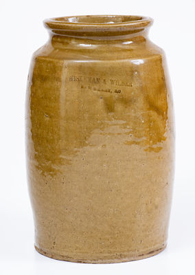 WISKEMAN & WILBER / NEWBERRY, S.C. Stoneware Jar by Jesse P. Bodie, Kirkseys Crossroads, Edgefield District, SC