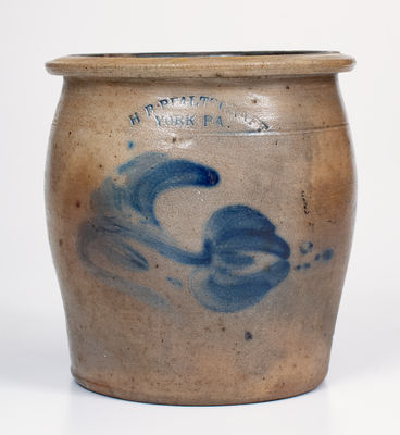 H. B. PFALTZGRAFF / YORK, PA Stoneware Cream Jar w/ Floral Decoration