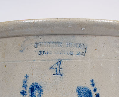 4 Gal. FULPER BROS. / FLEMINGTON, NJ Stoneware Crock w/ Wreath Decoration