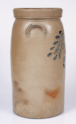 4 Gal. Stoneware Churn w/ Cobalt Vine Decoration, probably Ohio Origin