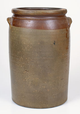 Rare 1867 Illinois Stoneware Churn w/ Cobalt and Brown Slip Decoration