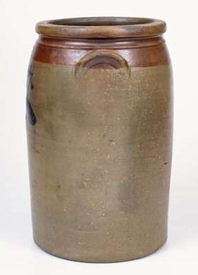 Rare 1867 Illinois Stoneware Churn w/ Cobalt and Brown Slip Decoration