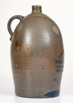 2 Gal. Stoneware Jug w/ WHEELING, W. VA Stenciled Advertising