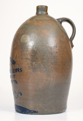 2 Gal. Stoneware Jug w/ WHEELING, W. VA Stenciled Advertising