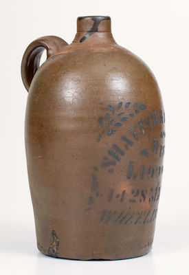 1/2 Gal. Stoneware Jug with WHEELING, W. VA Stenciled Advertising