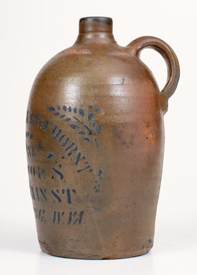 1/2 Gal. Stoneware Jug with WHEELING, W. VA Stenciled Advertising