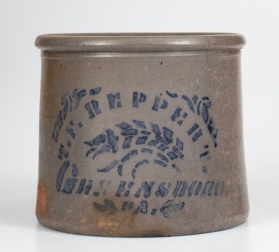 T. F. REPPERT / GREENSBORO, PA Stoneware Stenciled Butter Crock