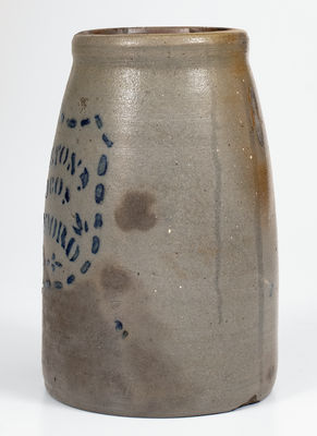JAS. HAMILTON & CO. / GREENSBORO, PA Stoneware Canning Jar with Stenciled Shield Design