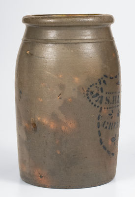 1/2 Gal. JAS. HAMILTON & CO. / GREENSBORO, PA Stoneware Canning Jar w/ Shield Design