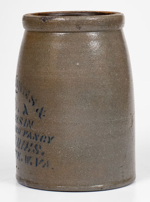 Rare ELIZABETH, W. VA Stoneware Stenciled Canning Jar