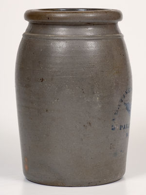 PALATINE POTTERY CO. / PALATINE, W. VA Stoneware Canning Jar w/ Stenciled Pear