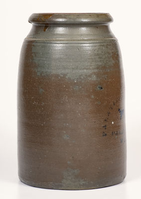 PALATINE POTTERY CO. / PALATINE, W. VA Stoneware Canning Jar w/ Stenciled Dog